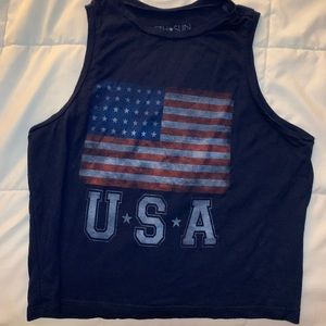 Dark blue USA high neck tank top